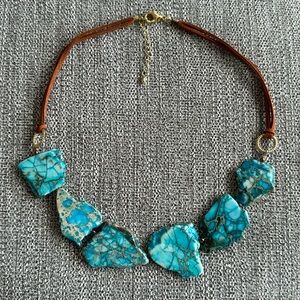 New Without Tag, Barse Six Score Jasper and Leather Necklace
